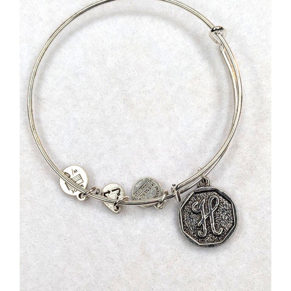 ALEX AND ANI Initial H Monogram Medallion Silver-tone Charm Bracelet
